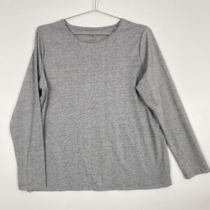 Talbots Shirt Womens 1X Gray Metallic Long Sleeve Stretch Knit Top Plus Size